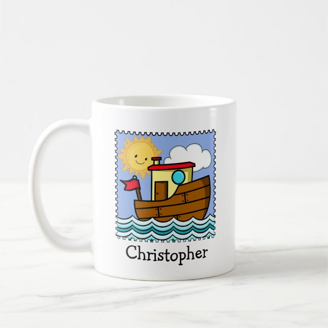 Tug Boat Personalised Coffee Mug (Left)
