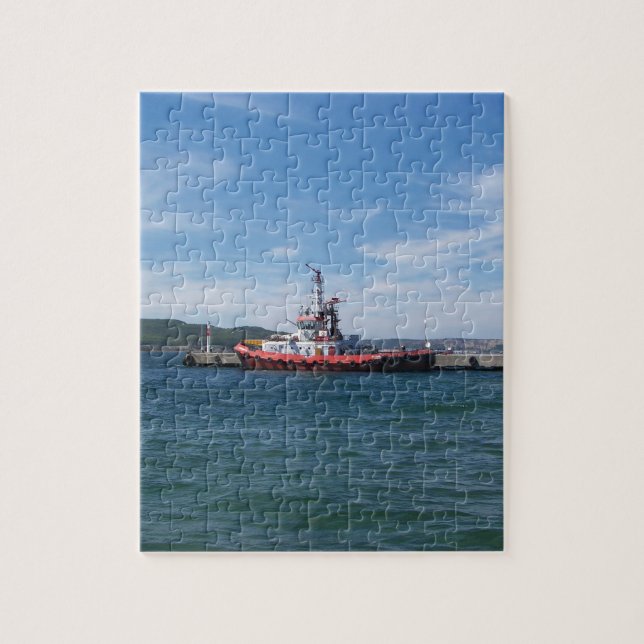 Tug In Harbour Jigsaw Puzzle (Vertical)