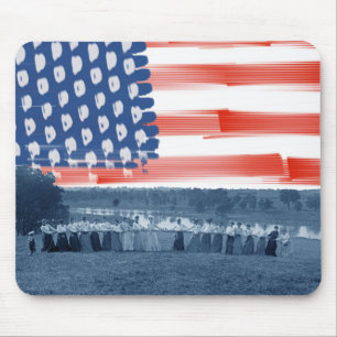 Tug of War Tug O War Women 1890's American Flag Mouse Pad