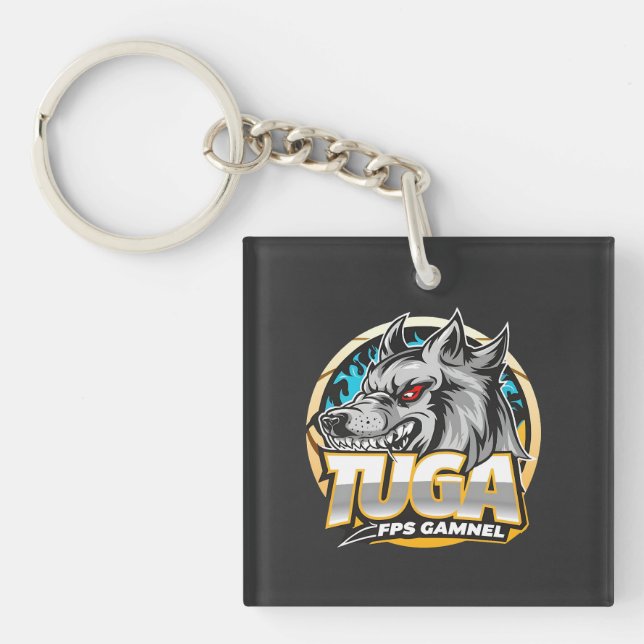 TUGA Wolf Gaming Logo Esports Style Key Ring (Front)