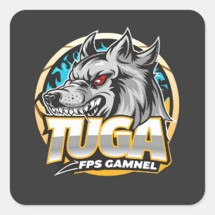 TUGA Wolf Gaming Logo Esports Style Square Sticker