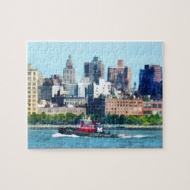 Tugboat Against Manhattan Skyline Jigsaw Puzzle (Horizontal)