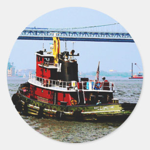 Tugboat at Penn's Land Philadelphia, PA Classic Round Sticker