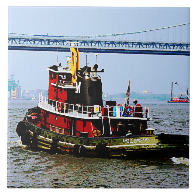 Tugboat at Penn's Landing Ceramic Tile (Front)