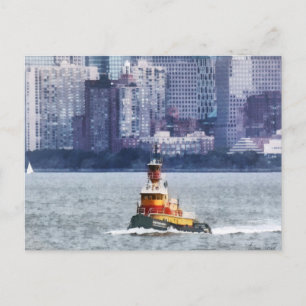 Tugboat by Manhattan Skyline Postcard