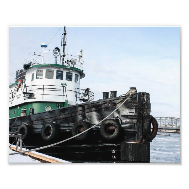Tugboat in Icy Water of Sturgeon Bay Photo Print (Front)