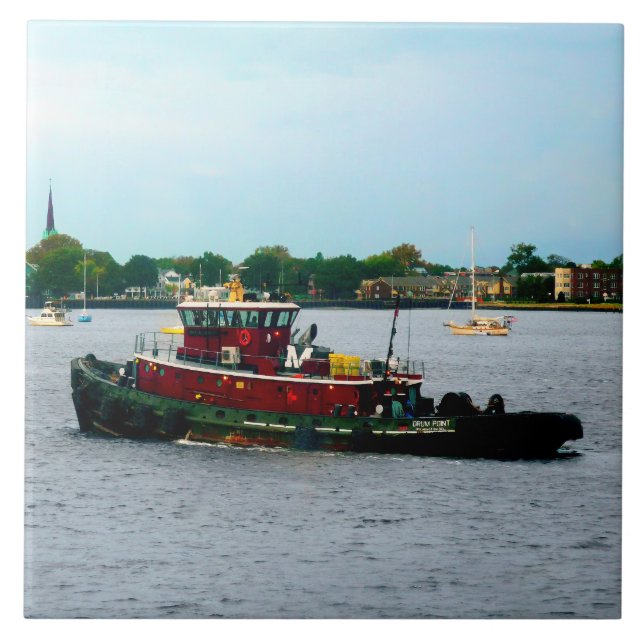 Tugboat Norfolk Virginia Ceramic Tile (Front)