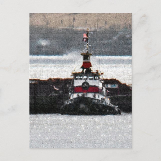 Tugboat On a Sparkling River Postcard (Front)