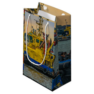 Tugboat sailing at river, montevideo, uruguay small gift bag