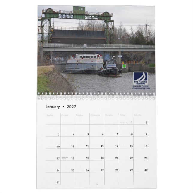 Tugboats and Cargo of NYS Marine Highway Calendar (Jan 2027)