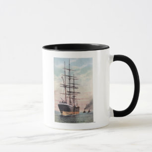 Tugboats Towing a Ship to Sea Mug