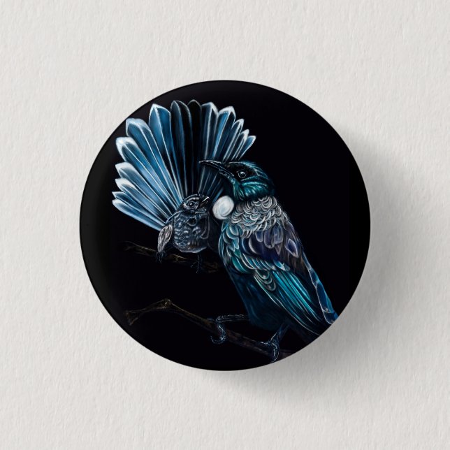 Tui And Piwakawaka 3 Cm Round Badge (Front)