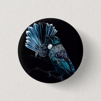 Tui And Piwakawaka 3 Cm Round Badge