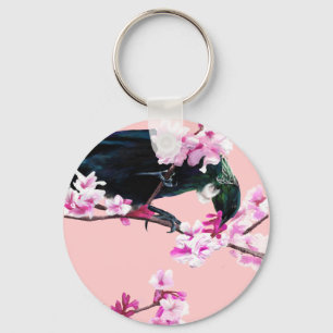 Tui Bird in the Cherry Blossoms Key Ring