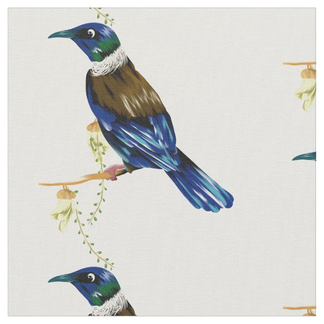 Tui New Zealand native bird Fabric (Close Up)