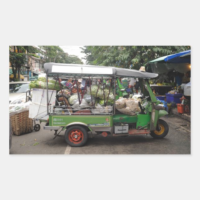 Tuk-tuk Bangkok Thailand full to the brim Rectangular Sticker (Front)