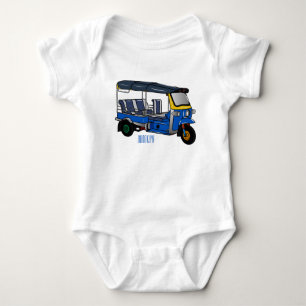 Tuk tuk cartoon illustration baby bodysuit