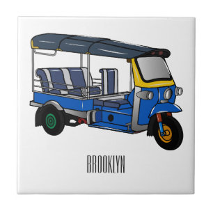 Tuk tuk cartoon illustration ceramic tile