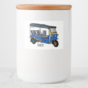 Tuk tuk cartoon illustration food label