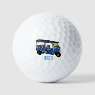 Tuk tuk cartoon illustration golf balls