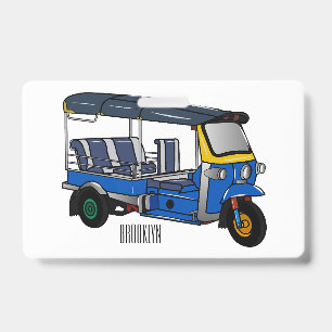 Tuk tuk cartoon illustration ID badge
