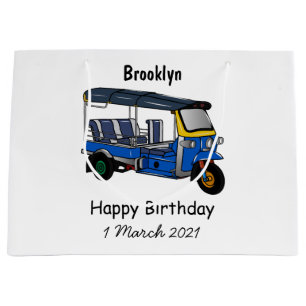 Tuk tuk cartoon illustration large gift bag