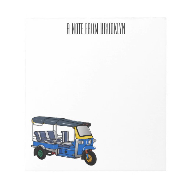 Tuk tuk cartoon illustration notepad (Front)