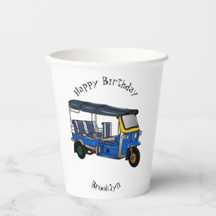 Tuk tuk cartoon illustration paper cups