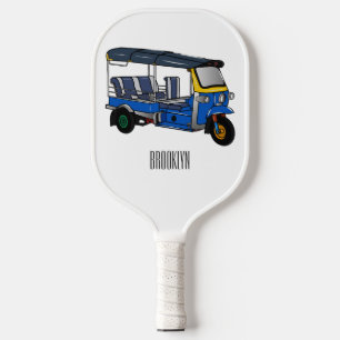 Tuk tuk cartoon illustration pickleball paddle