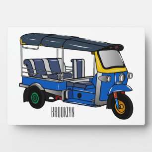 Tuk tuk cartoon illustration plaque