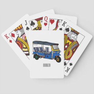 Tuk tuk cartoon illustration playing cards