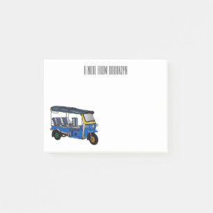 Tuk tuk cartoon illustration post-it notes
