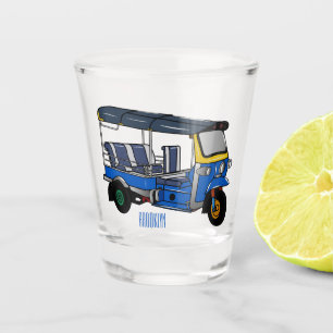 Tuk tuk cartoon illustration shot glass
