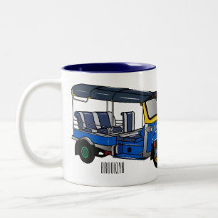 Tuk tuk cartoon illustration Two-Tone coffee mug