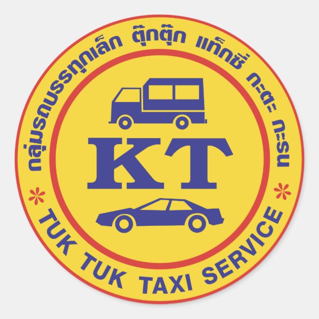 Tuk Tuk Taxi Service Sign, Thailand Classic Round Sticker (Front)