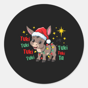 Tuki Tuki Donkey Tis The Season Mexican Spanish Ch Classic Round Sticker
