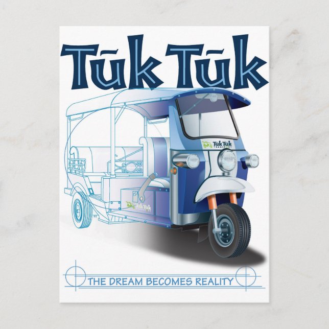 TukTuk Blue Print Postcard (Front)