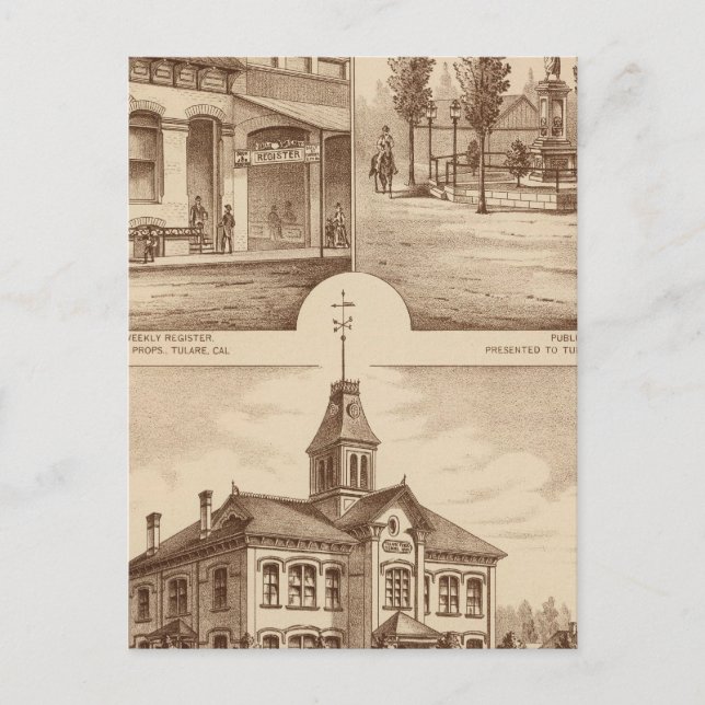 Tulare School, California Postcard (Front)
