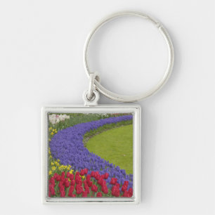 Tulip and Grape Hyacinth and daffodil garden, Key Ring