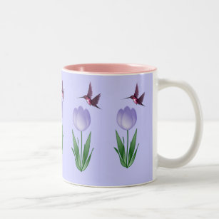 Tulip and Hummingbird Two-Tone Coffee Mug