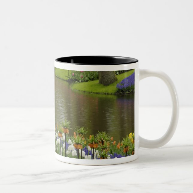 Tulip and hyacinth garden, Keukenhof Gardens, 2 Two-Tone Coffee Mug (Right)