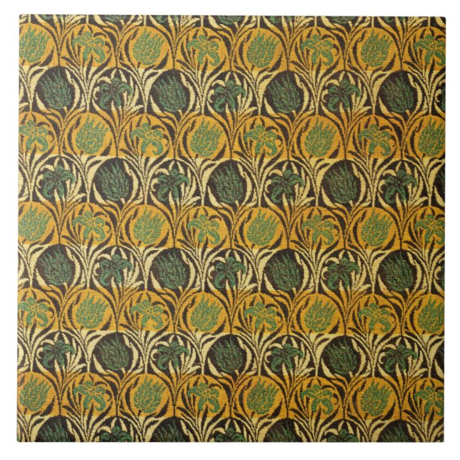 Tulip and Lily Pattern (by William Morris) Ceramic Tile (Front)