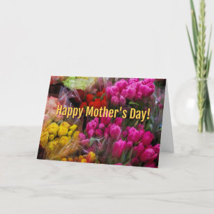 Tulip and Rose Flowers Happy Mother's Day Card