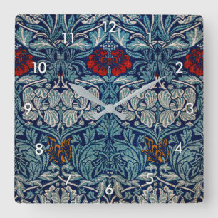 Tulip and Rose, William Morris Square Wall Clock
