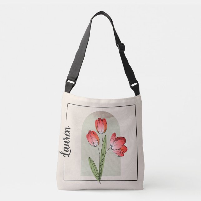 Tulip Art Crossbody Bag (Front)