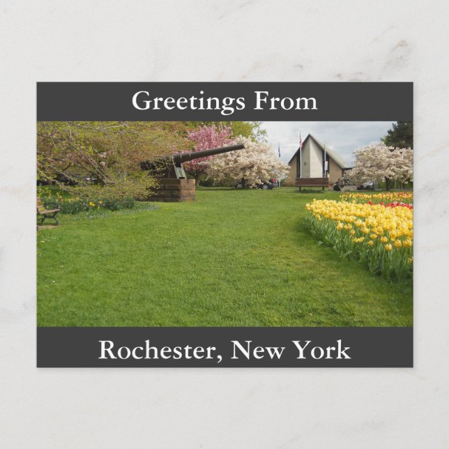 Tulip Beds & Cannon Postcard (Front)