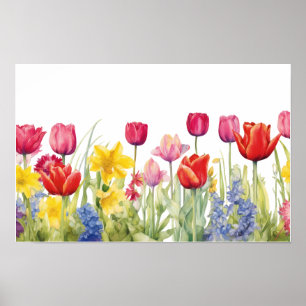 Tulip blossom painting poster