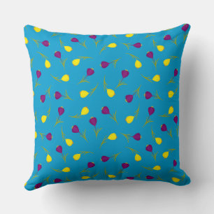Tulip Blue Floral Repeat Pattern Art Cushion
