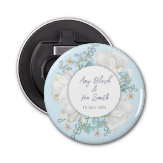 Tulip Blue Floral Wedding Bottle Opener