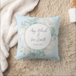 Tulip Blue Floral Wedding Cushion<br><div class="desc">This design features a beautiful illustration of tulips in full bloom,  surrounded by delicate greenery and a soft blue background. Whether you're planning a spring wedding,  a garden wedding,  or simply love the beauty of tulips,  this design is sure to delight and impress your guests.</div>